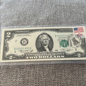 Two Dollar Bill 1976 with Stamp